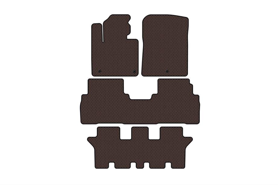 Kia Sorento III UM 2014–2020 Gummimåtter Carsuit (3 rækker, 7-personers, brun) Foto 1