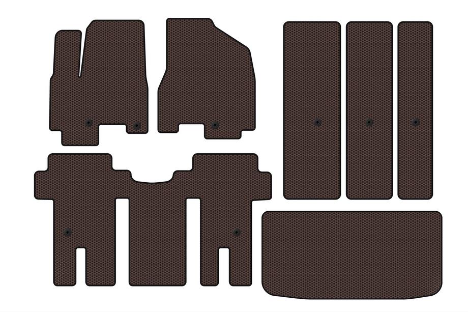 Kia Carnival 2014–2020 Carsuit gummimåtter til kabine (komplet sæt, brun) Image