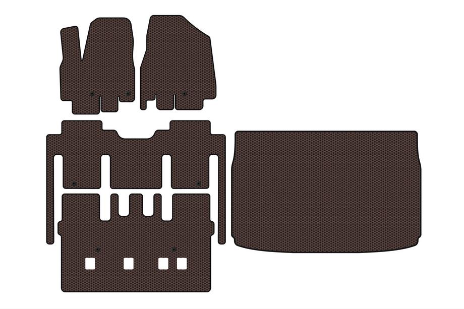 Kia Sedona 2014–2020 Gummimåtter Carsuit (komplet kabine, 8-sæders, brun) Image