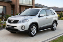 Kia Sorento II XM 2009–2014 Maydos V1 sidetrin (2 stk., aluminium ↗ rustfrit stål) foto 1