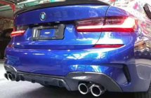 BMW 3-serie G20/G21 2018– Diffuser til bagkofanger (til M-Sport 2018-2022, til rektangulære udstødningsender, ABS) foto 1