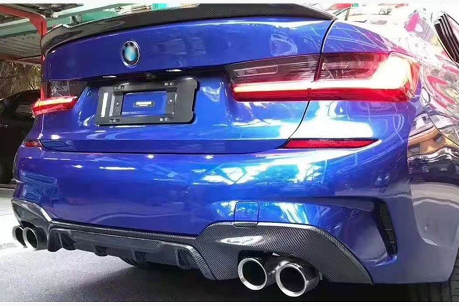 BMW 3-serie G20/G21 2018– Diffuser til bagkofanger (til M-Sport 2018-2022, til rektangulære udstødningsender, ABS) Image