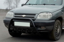 Chevrolet Niva 1998–2020 Frontbøjle WT004 Black (rustfrit stål) foto 1