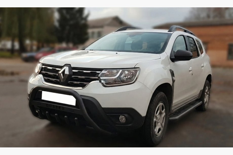 Dacia Duster 2018–2024 Frontbøjle med WT004 Black-tekst (rustfrit stål) Image