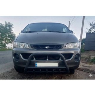 Bullbar WT003 Black (rustfrit stål) Hyundai H200, H1, Starex 1998–2007 foto 1
