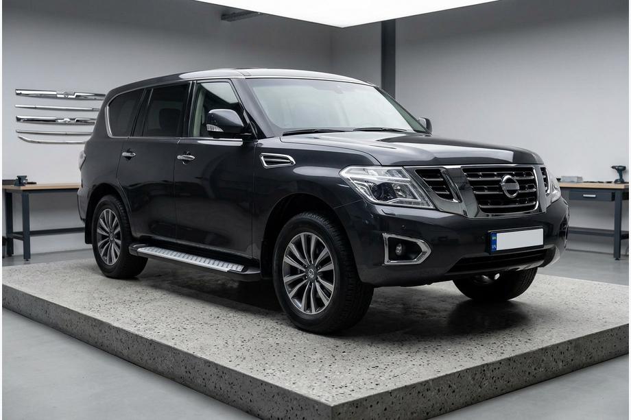 Nissan Patrol Y62 2010–2024 Sidetrin Allmond Grey (2 stk., aluminium) Image