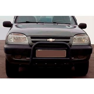Frontbøjle QT006 Black (rustfrit stål) Chevrolet Niva 1998–2020