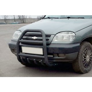 Kængurubøjle QT007 Black (rustfrit stål) Chevrolet Niva 1998–2020 foto 4