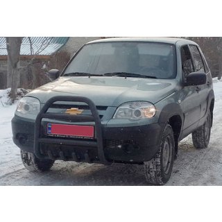 Kængurubøjle QT007 Black (rustfrit stål) Chevrolet Niva 1998–2020 foto 1