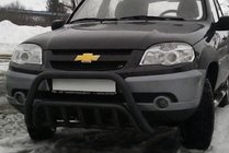 Chevrolet Niva 1998–2020 Kængurubøjle WT002 Black (rostfrit stål) foto 1