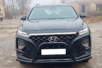 Hyundai Santa Fe 4 2018–2023 Bullbar med "moustache" WT006 Black (rustfrit stål) foto 2