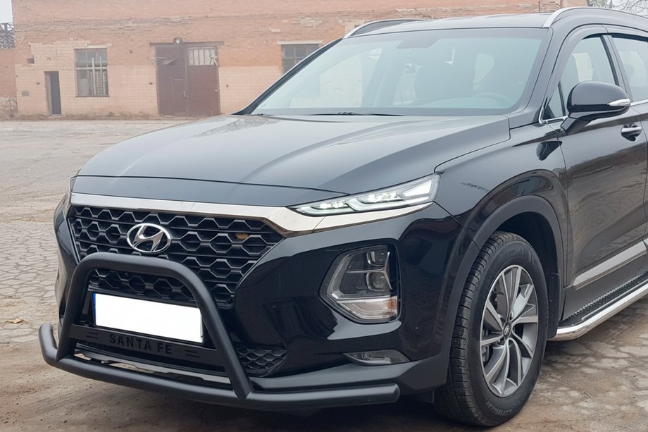 Hyundai Santa Fe 4 2018–2023 Bullbar med "moustache" WT006 Black (rustfrit stål) Image