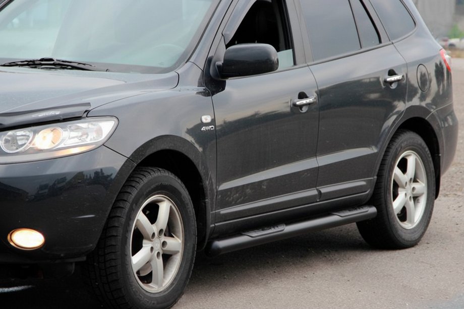 Hyundai Santa Fe 2 2006–2012 Siderør B3 Black (2 stk., rustfrit stål) Image