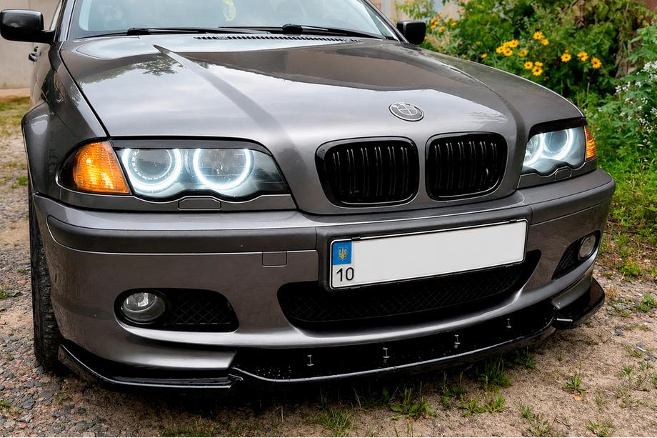 BMW 3-serie E46 1998–2006 DPT V-2 front lipspoiler (til M-Sport 2003-2006, blank sort) Foto 1