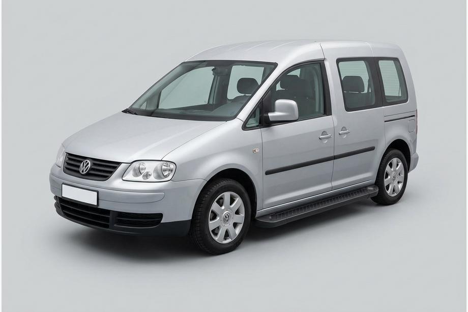 Volkswagen Caddy 2004–2010 Allmond Black sidetrin (2 stk., aluminium) Maxi-basis Image