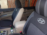 Hyundai Santa Fe 2 2006–2012 Sædeovertræk (kunstlæder→stof, Premium) foto 7