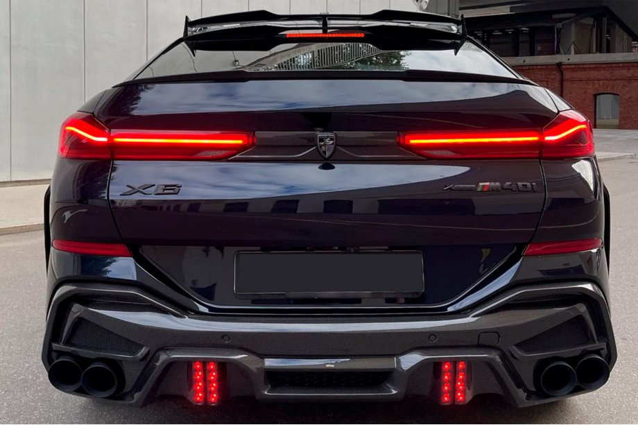 BMW X6 G06 2019–2027 Bagkofanger-diffuser med LRT-udstødningsenderør (til M-Sport 2023+, Carbon) Image