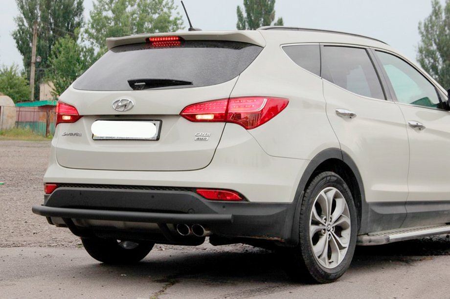 Hyundai Santa Fe 3 2012–2018 Bageste beskyttelsesbøjle AK002 Black (rustfrit stål) Image