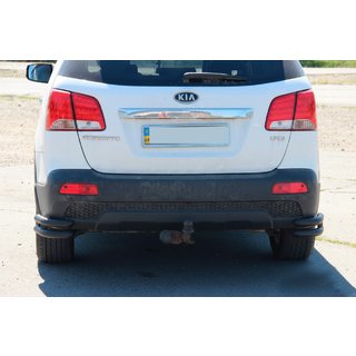 Bageste dobbelte hjørnebøjler AK003-подвійний Black (rustfrit stål) Kia Sorento II XM 2009–2014 foto 2