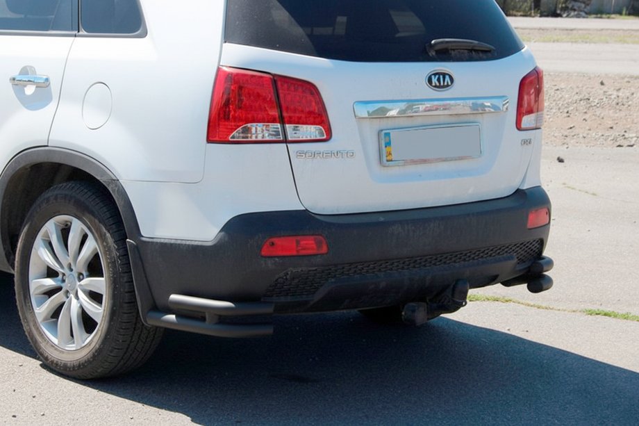 Kia Sorento II XM 2009–2014 Bageste dobbelte hjørnebøjler AK003-подвійний Black (rustfrit stål) Image
