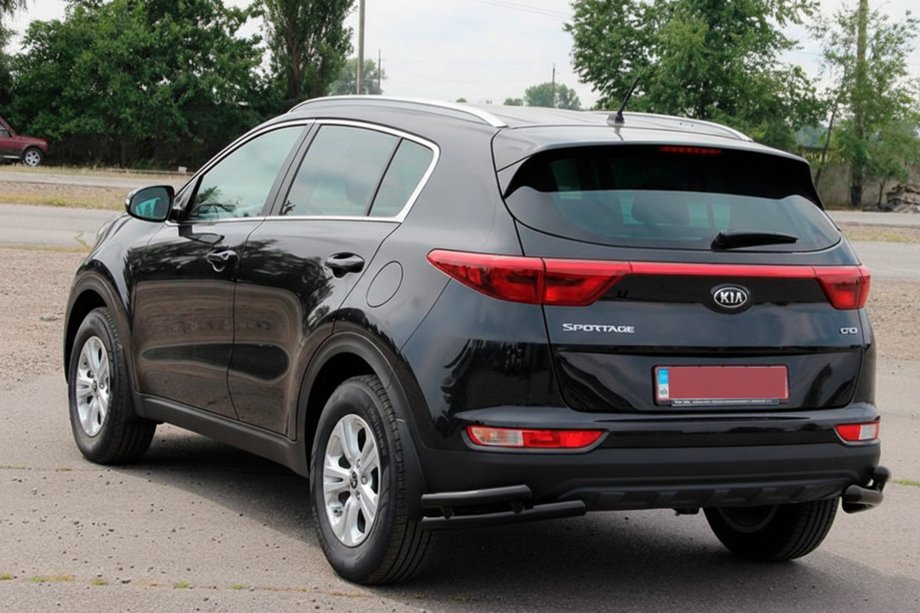Kia Sportage 2015–2021 Bageste dobbelte hjørnebeskyttere AK003-подвійний Black (rustfrit stål) Foto 3