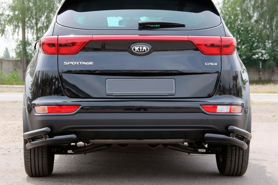 Kia Sportage 2015–2021 Bageste dobbelte hjørnebeskyttere AK003-подвійний Black (rustfrit stål) Foto 2