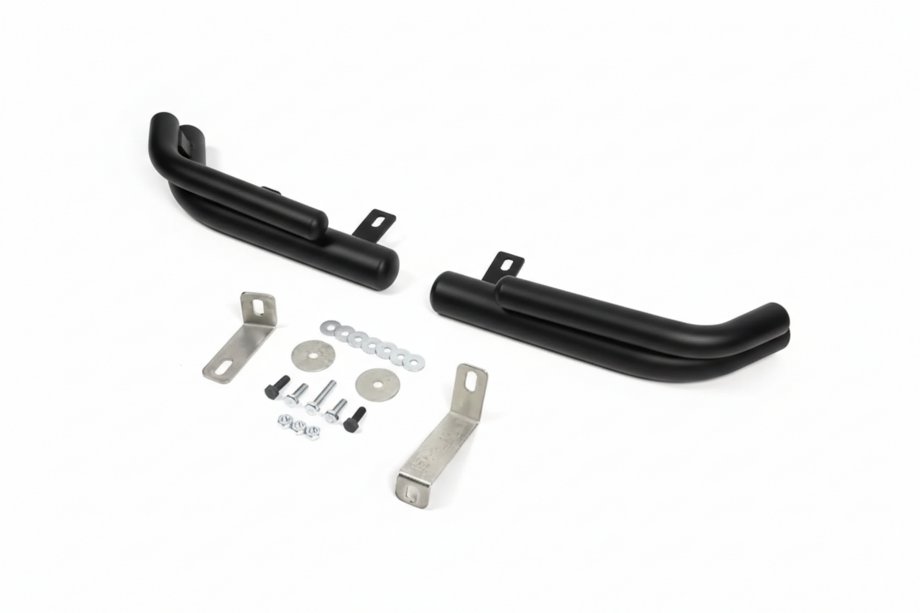 Hyundai Santa Fe 2 2006–2012 Bagerste dobbelte hjørnebøjler AK003-Подвійний Black (rustfrit stål) Image