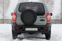 Chevrolet Niva 1998–2020 Bagerste beskyttelsesbøjle AK015 Black (rustfrit stål) foto 2