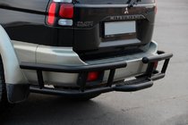Mitsubishi Pajero Sport 1996–2007 Bageste beskyttelsesbøjle AK-Special Black (rustfrit stål) foto 5