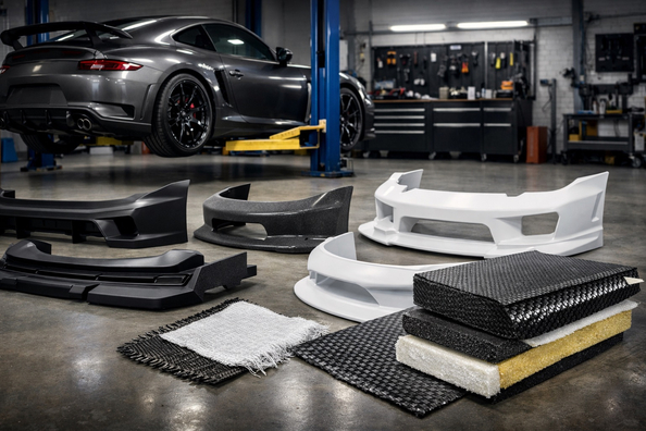 Bodykit/side skirts/spoilere: vælg materiale (ABS vs PP vs FRP vs carbon) uden revner