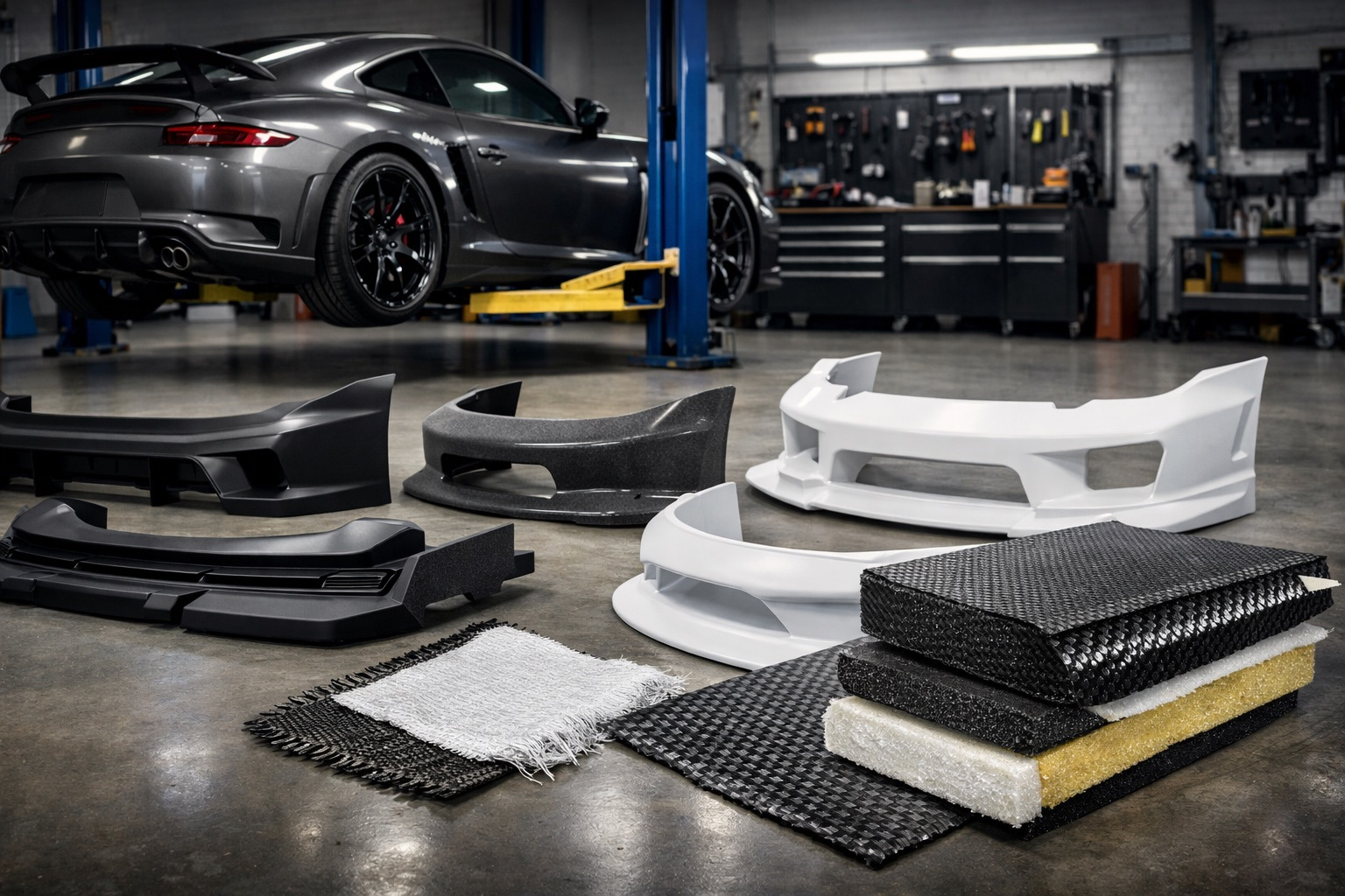 Bodykit/side skirts/spoilere: vælg materiale (ABS vs PP vs FRP vs carbon) uden revner