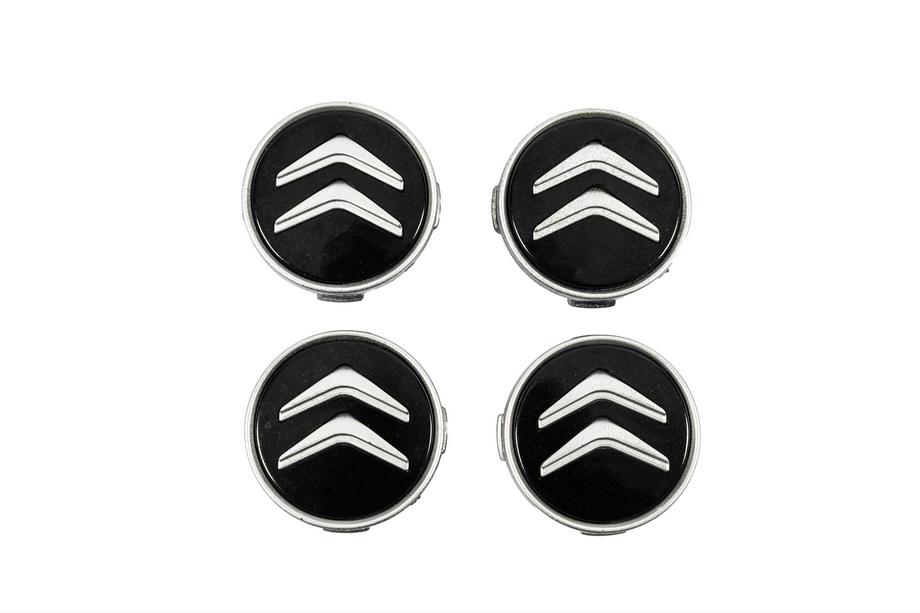 Citroen Navkapsler til fælge 60/56 mm (sort med krom, 4 stk) Image