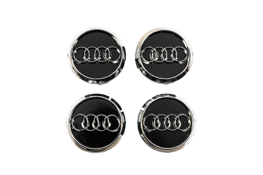 Audi Navkapsler til fælge 60/58 mm (sort med krom, 4 stk.) Image