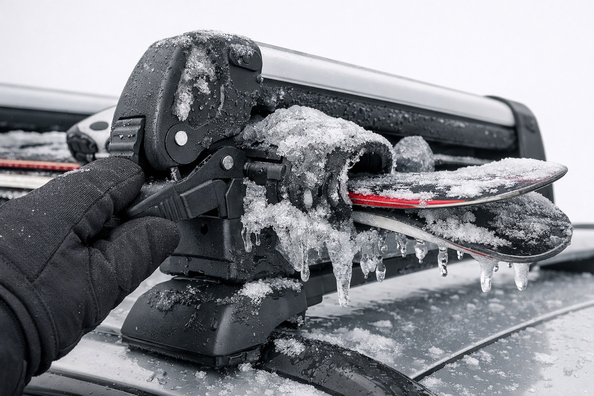 Skiholder fryser fast og vil ikke åbne: det virker