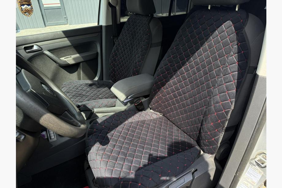 Sædeovertræk i velour (1 stk., sort med rød syning) Image