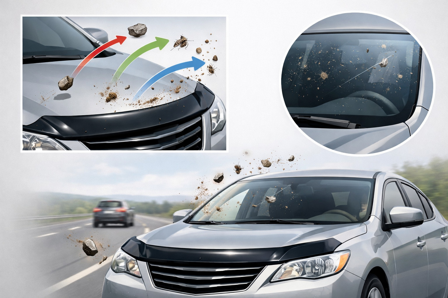 Hjælper en deflektor på motorhjelmen mod sten, insekter og snavs?