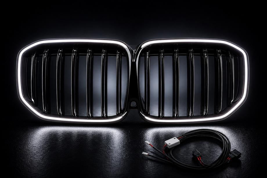 BMW X7 G07 2019– BMW kidneygrill M-Look LED (2019-2022, blank højglans) Foto 11