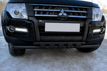 Mitsubishi Pajero Wagon IV 2006–2021 Frontbeskyttelse ST015 Black (rustfrit stål) foto 1