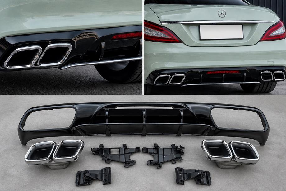 Mercedes CLS C218 2011–2018 Bageste diffuser med krom udstødningstusser (2015-2018, GT63-design) Foto 1
