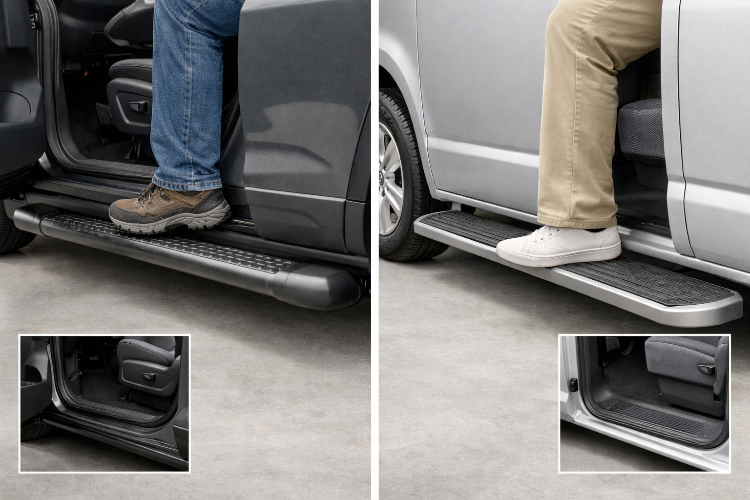 Sidedørtrin til SUV eller varebil: forskel på komfort
