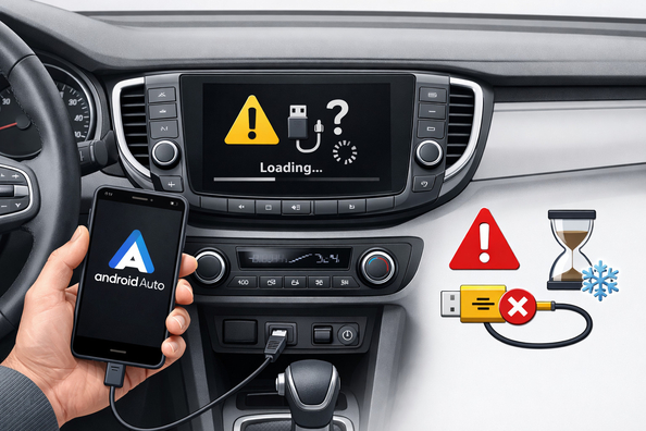 Hvorfor virker Android Auto ikke eller fryser?