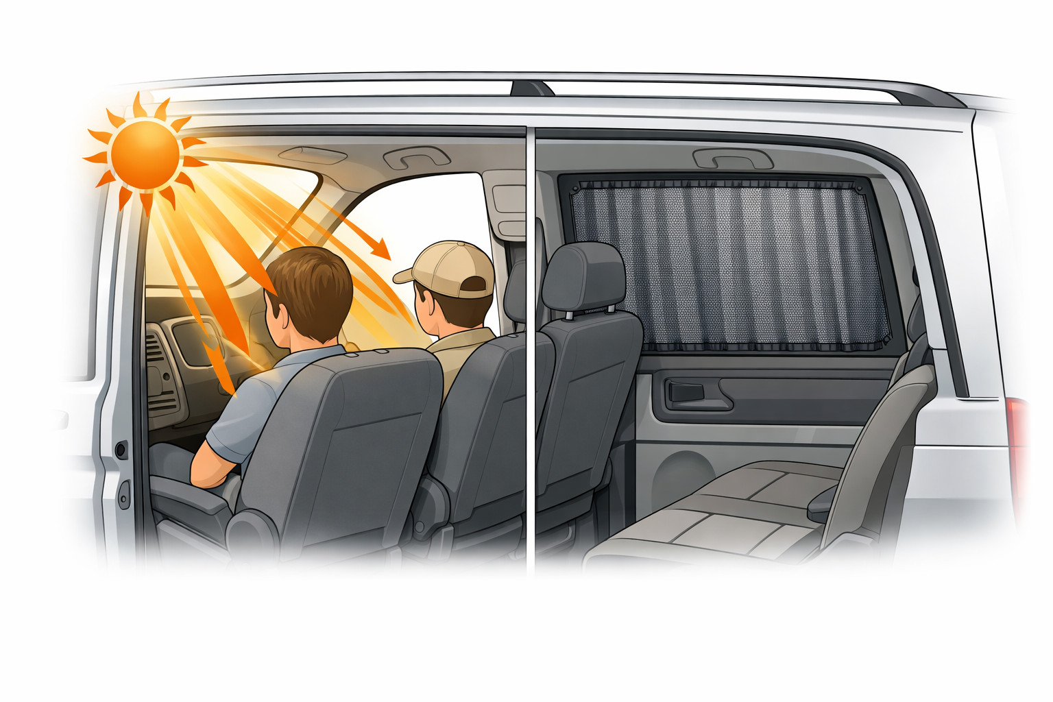 Hvorfor bliver bagpassagerer i Mercedes Vito stegt af solen – og hvilke gardiner passer?
