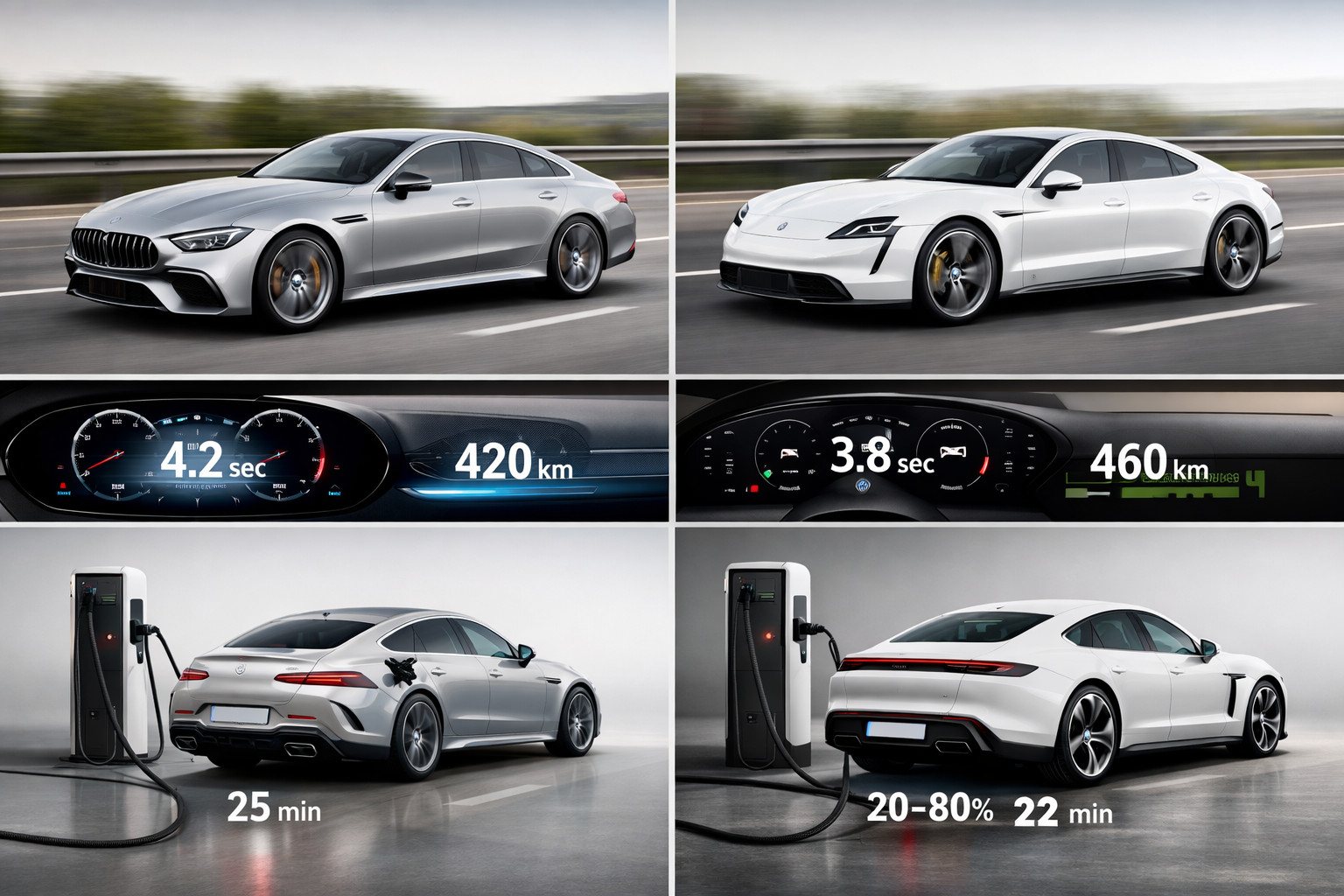 Mercedes-AMG GT 53 vs. Porsche Taycan 4S: rækkevidde, dynamik og opladning