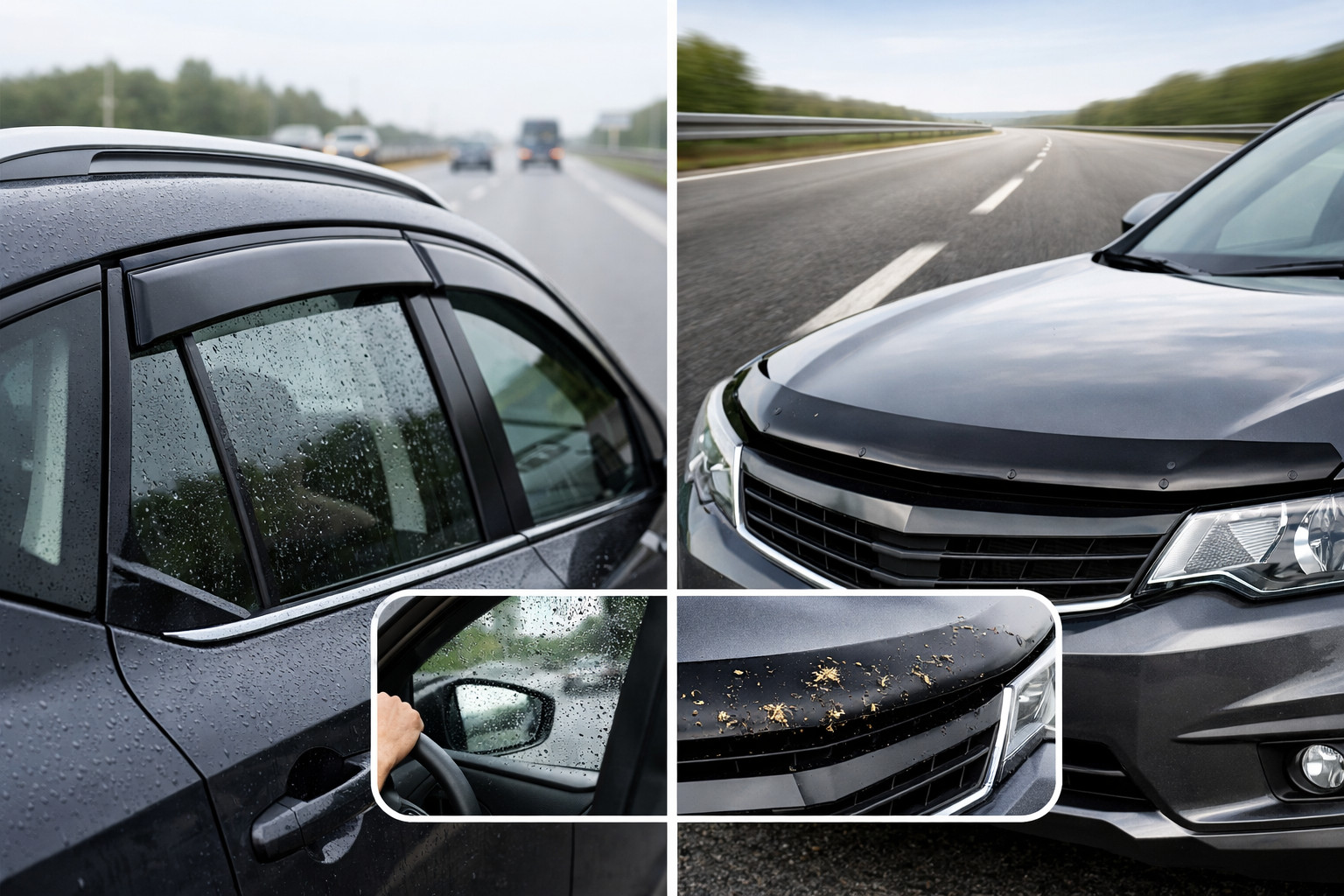 Vinduesdeflektorer eller motorhjelmsdeflektor: hvad er mest nyttigt i byen og på motorvejen
