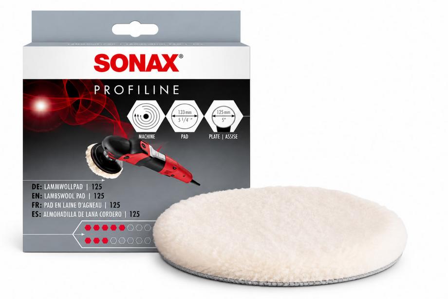 Polerskive af naturlig fåreuld og polyester 125 mm Sonax Foto 1