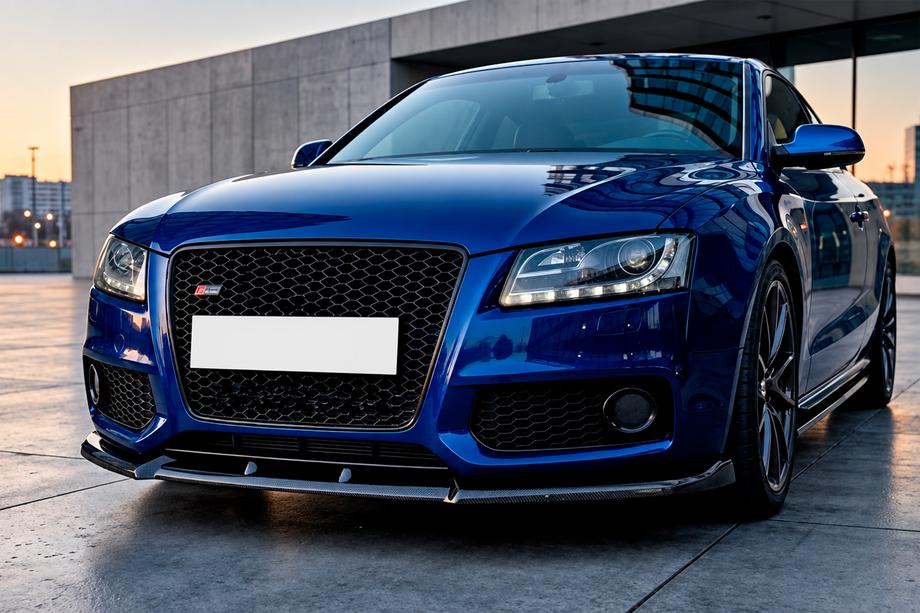 Audi A5 2007–2015 Front bumperlip Lip DPT V2 (til S-Line, 2007-2011, blank sort) Foto 1