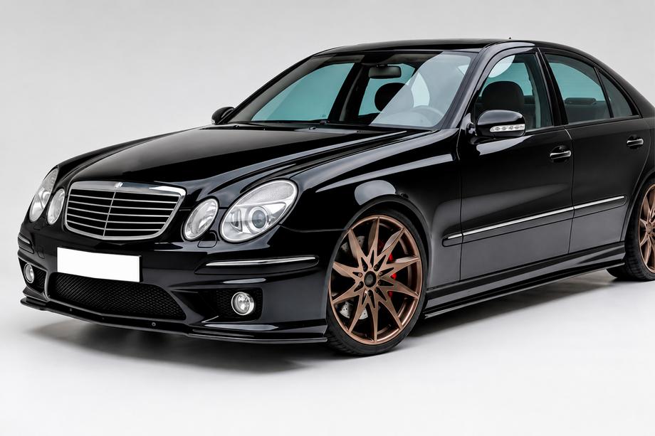 Mercedes E-klasse W211 2002–2009 Front lip spoiler DPT (Til AMG, 2006-2009, blank sort) Foto 1