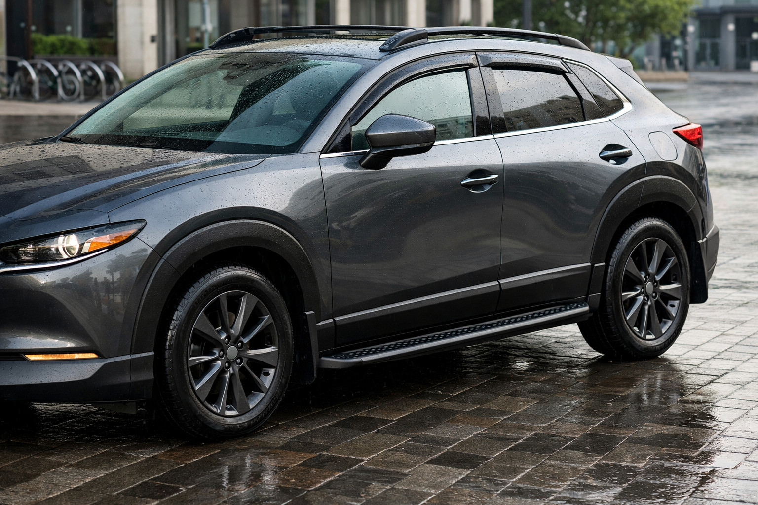 Opgraderingspakke til Mazda CX-30 til bykørsel, regn og rene indstigningstrin