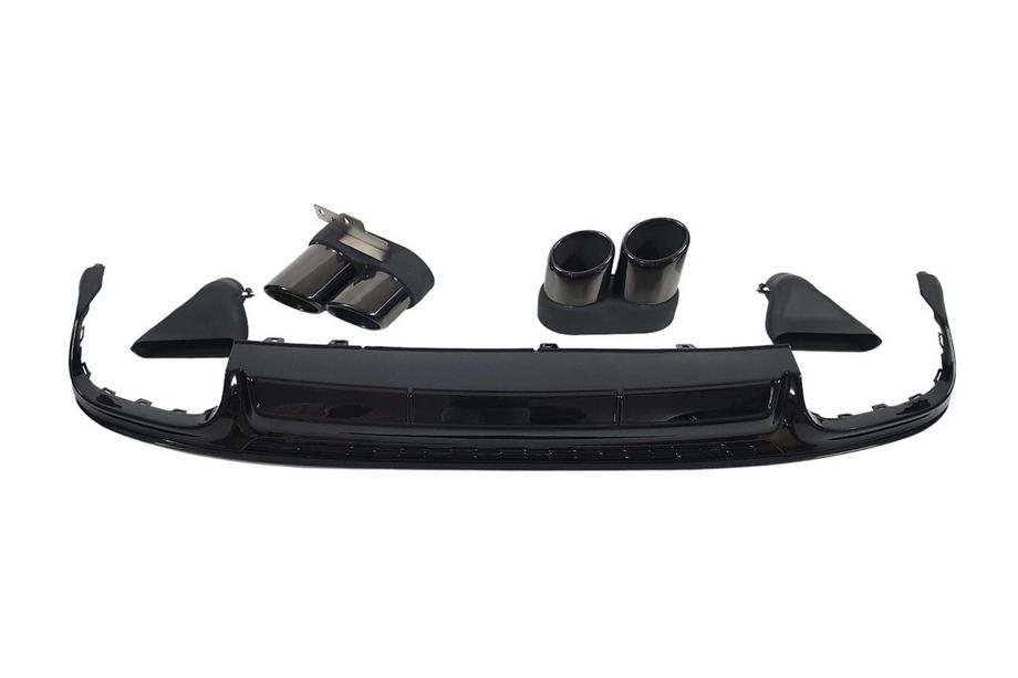 Audi A6 C8 2018–2025 Bagerste diffuser med udstødningstipper S-Style Black (til S / S-Line) Image