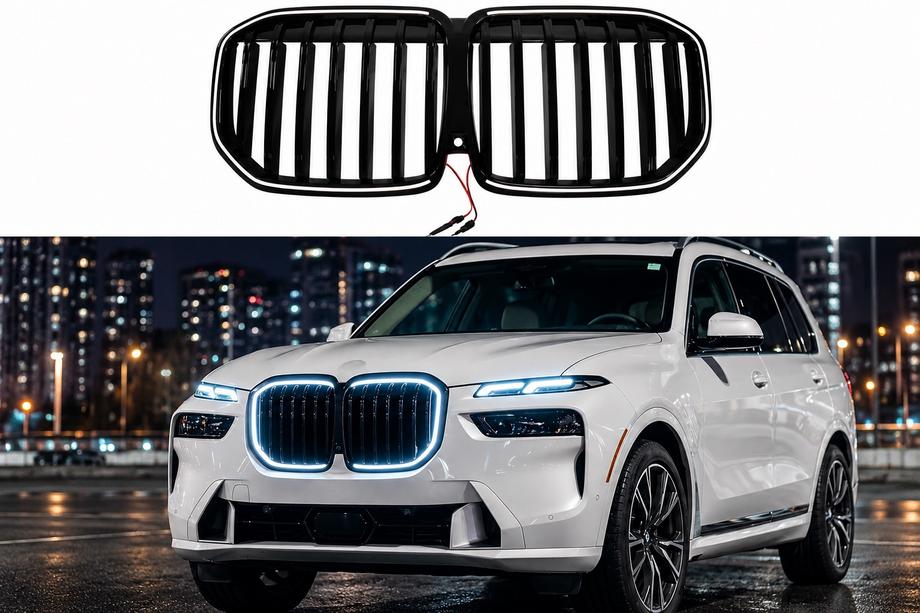 BMW X7 G07 2019– Nyregrill 1 Bar LED (2023+, sort højglans) Foto 1